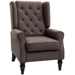 Homcom Accent Chair Wingback Armchair Retro Tufted Club Wood Fabric,