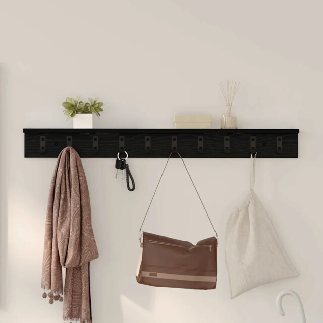 Wall-mounted Coat Rack Black Oak 100 X 10.5 X 10.5 Cm Vidaxl