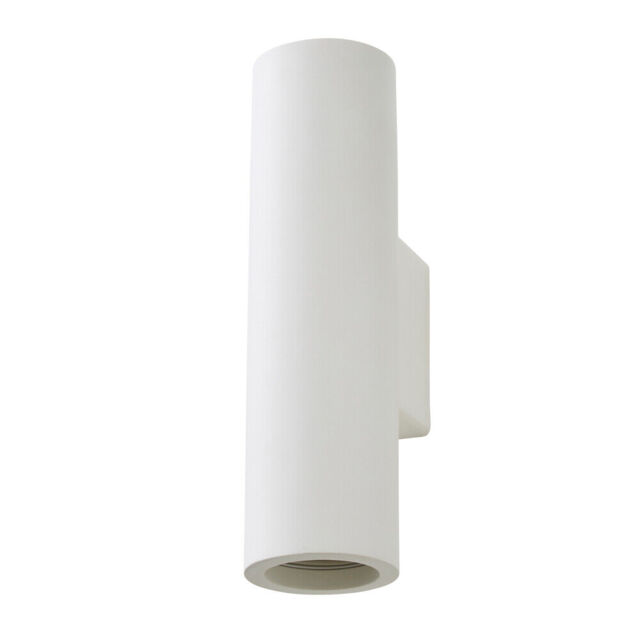 Litecraft Lomond Up & Down Cylinder Paintable Plaster Wall Light -