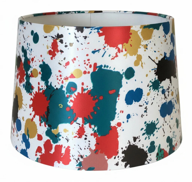 "Lampshade Multi-coloured 12"" Tapered Paint Splodge Multi Fabric 300mm"