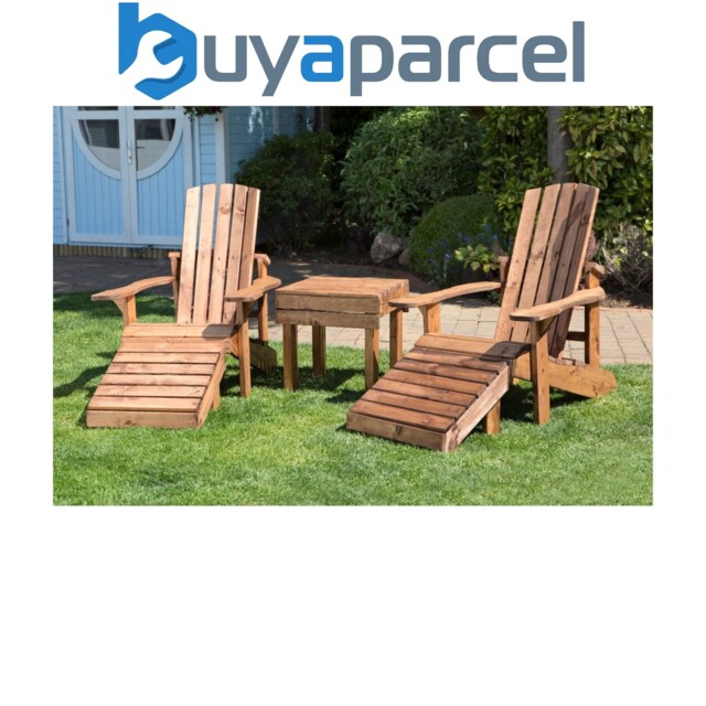 Charles Taylor Wooden Garden Adirondack 2 X Chair Seat & Table Set