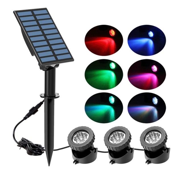 Natpow Solar Pond Lights, Submersible Light With 3 Lamps 18 Rgb-3