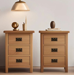 Oak Bedside Cabinet Pair – Oakcroft Rustic Set Of 2 Bedside Tables