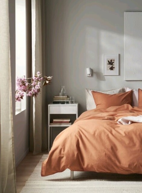 Ikea Angslilja Duvet Cover Set Cotton Red/brown Single
