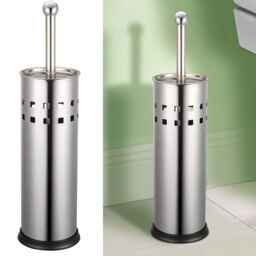 Square Cut Design Stainless Steel Toilet Clean Brush & Holder Set Free