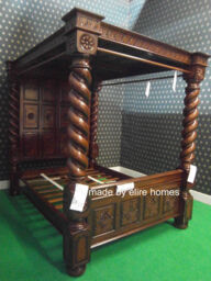 19cm Thick Columns 100% Solid Mahogany Four Poster Impressive Bed