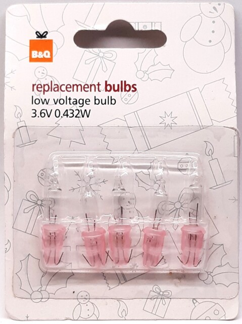 B&q 05099344 5 X Pink Spare Replacement Fairy Light Bulbs 3.6v 0.432w