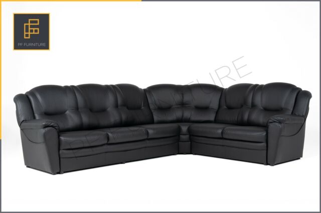 Texas - Big Corner Sofa - Black - Faux Leather