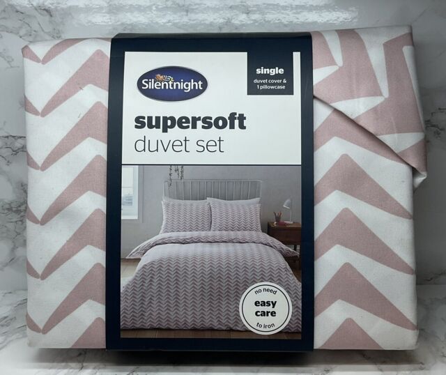 Silentnight Supersoft Chevron Pink Polyester Single Duvet Set. Non