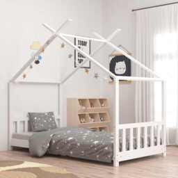 Kids Bed Frame White Solid Pine Wood 70x140 Cm Vidaxl