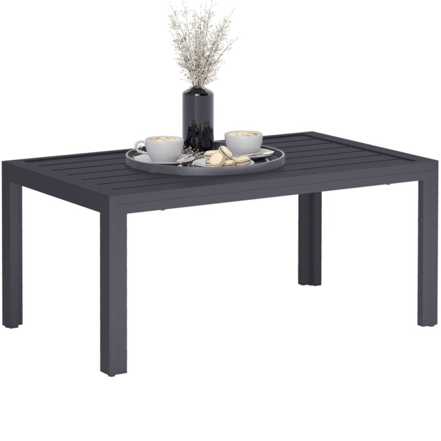 Outsunny Outdoor Side Table Garden Table With Steel Frame And Slat Top