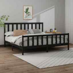 Bed Frame Black Solid Wood Pine 200x200 Cm Vidaxl