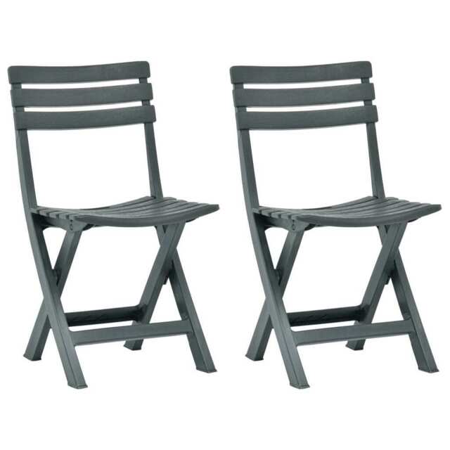 Folding Garden Chair 2 Pcs Plastic Green Vidaxl