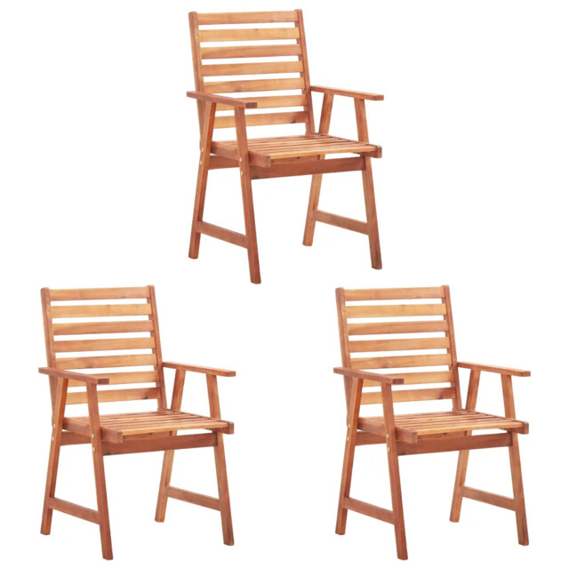 Outdoor Dining Chairs 3 Pcs Solid Acacia Wood Vidaxl