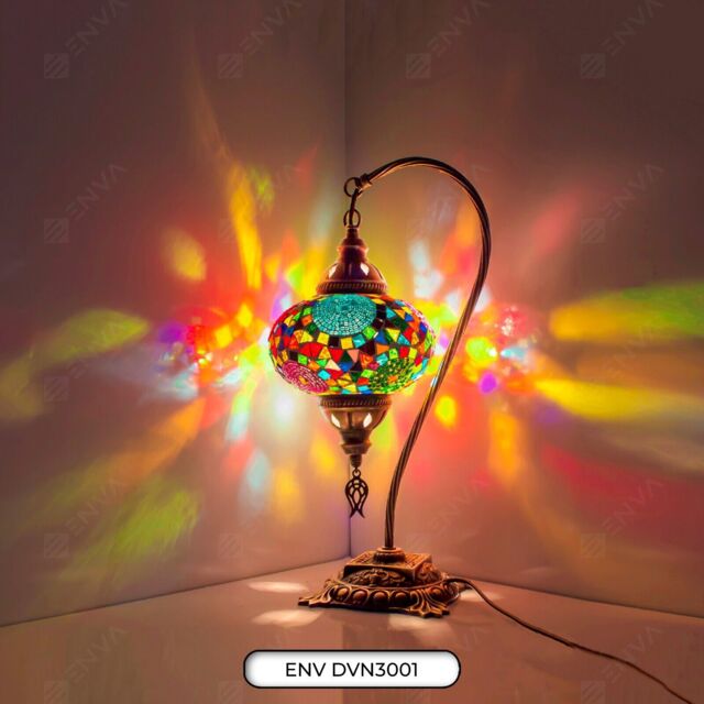 Turkish Table Lamp Moroccan Colourful Glass Handmade Mosaic Lamp -