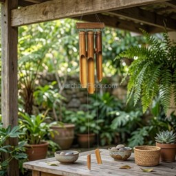 Bamboo Windchime - Natural Finish - 6 Medium Tubes