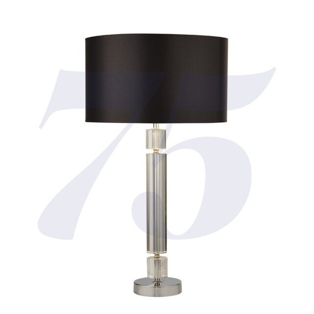 Chrome Glass Home Office Bedside Table Lamp Light With Black Shade