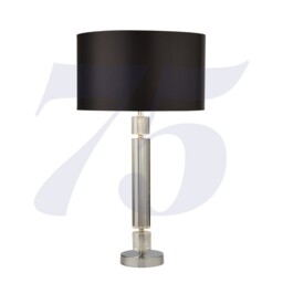 Chrome Glass Home Office Bedside Table Lamp Light With Black Shade