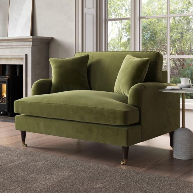 Olive Green Velvet Love Seat - Payton Sof164