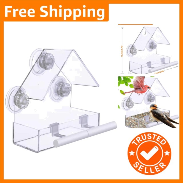 Suction Cup Window Bird Feeder With Drainage Holes - Perfect For Urban