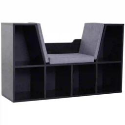 Homcom Bookcase Storage Reading Seat Unit Kids Adults Six Cubes