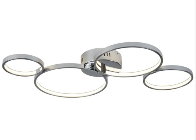 Ceiling Light Silver Solexa Led 4 Hoop Design Pendant Chrome