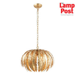 Endon Lighting 76360 Delphine Pendant Ceiling Light Gold Leaf Design