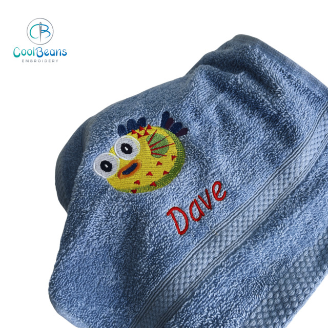 Puffer Fish Towel - Personalised - Flannel / Hand Towel / Bath Towel