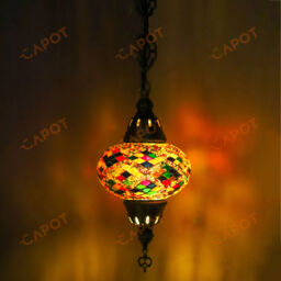 Turkish Moroccan Handmade Glass Mosaic Ceiling Hanging Chandelier Lamp