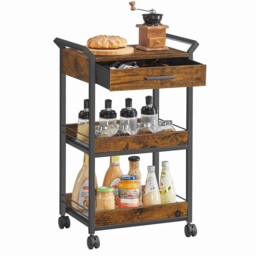 Vasagle Storage Trolley, 3-tier 30 X 46.2 X 70.5 Cm, Rustic Brown +