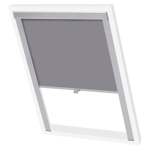Roller Blind Grey 383x792mm Blackout Polyester With Aluminium Frame