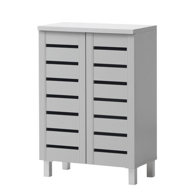 2 Door Shoe Cabinet Storage Unit For Hallway Modern Louvered Doors