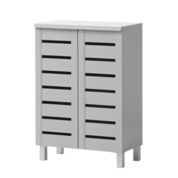 2 Door Shoe Cabinet Storage Unit For Hallway Modern Louvered Doors