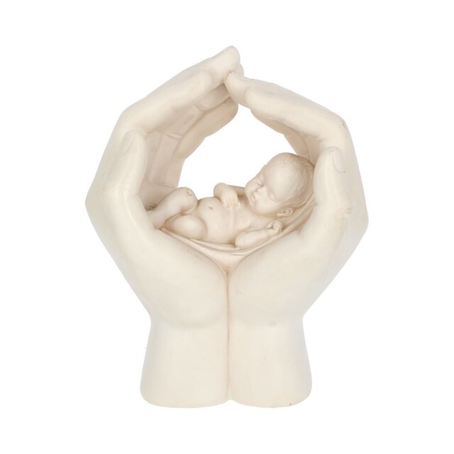 Large Shelter 17.5cm Baby In Cradled Hand Figurine