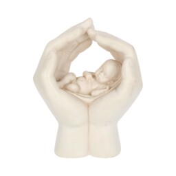 Large Shelter 17.5cm Baby In Cradled Hand Figurine
