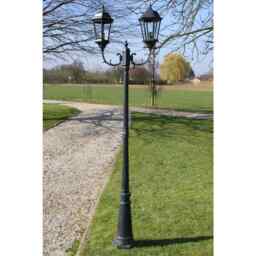 Garden Light Post 2-arms 230 Cm Dark Green/black Aluminium Vidaxl