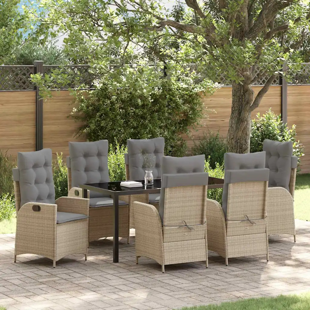 Garden Dining Set Pcs Beige Poly Rattan Vidaxl by