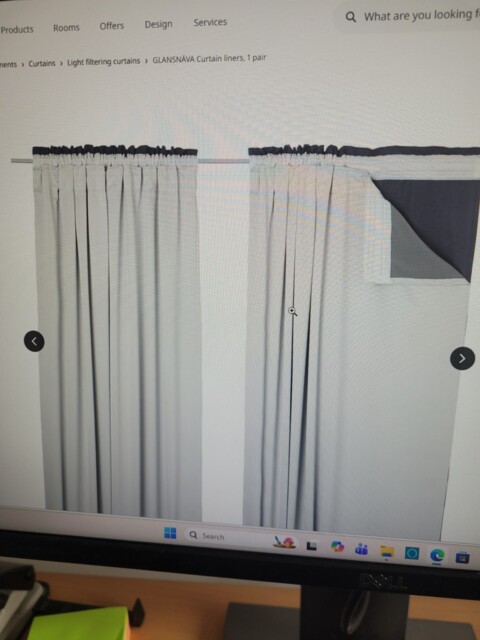 Ikea Glansnava 1 Pair Light Grey Room Darkening Curtain Liners 143 X
