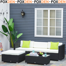 4 Seater Pe Rattan Galvanized Metal Garden Sofa Set With Coffee Table