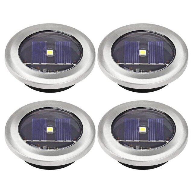 4 X Solar Garden Stainless Steel White Led Decking Deck Lights Patio