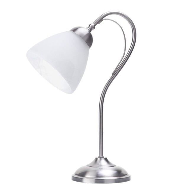 Litecraft Barcelona Curved Arm Satin Nickel Alabaster Glass Shaded