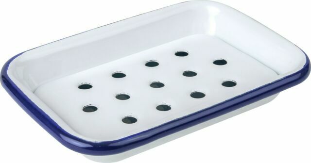 Falcon 13x9x2cm Traditional Enamel Soap Dish With Tray - White With