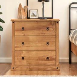 Corona Chest Of Drawers 3 Drawer Budget Mexican Solid Wood Pine Wooden