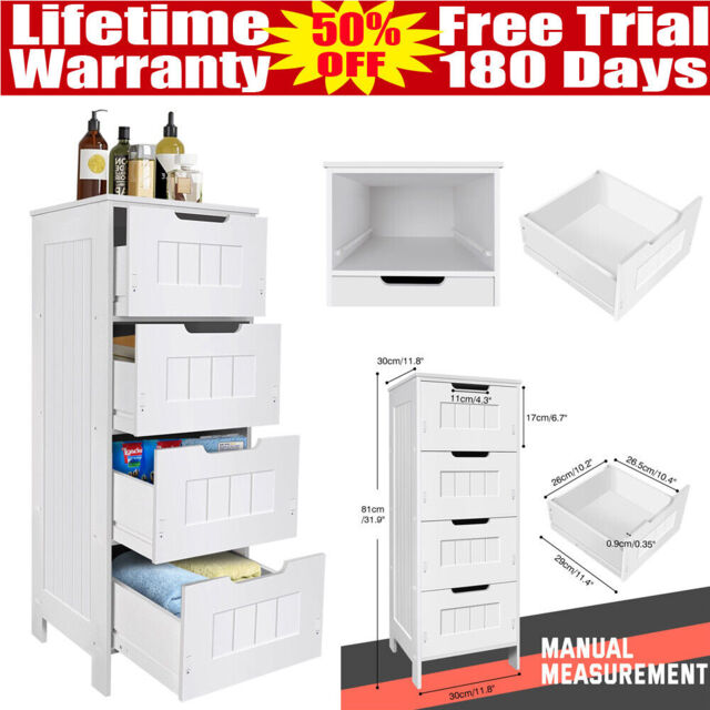 Modern White High Gloss Tall Bathroom Cabinet Storage Furniture