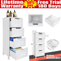 Modern White High Gloss Tall Bathroom Cabinet Storage Furniture