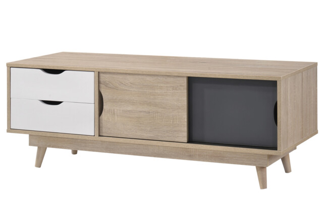 Tv Unit Stand Cabinet With 2 Drawers And Sliding Doors For Living Room