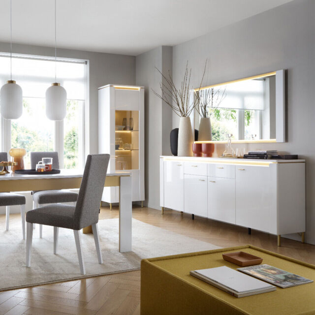 Lazio Sideboard 4 Door 2 Drawer In Alpine White/white Gloss