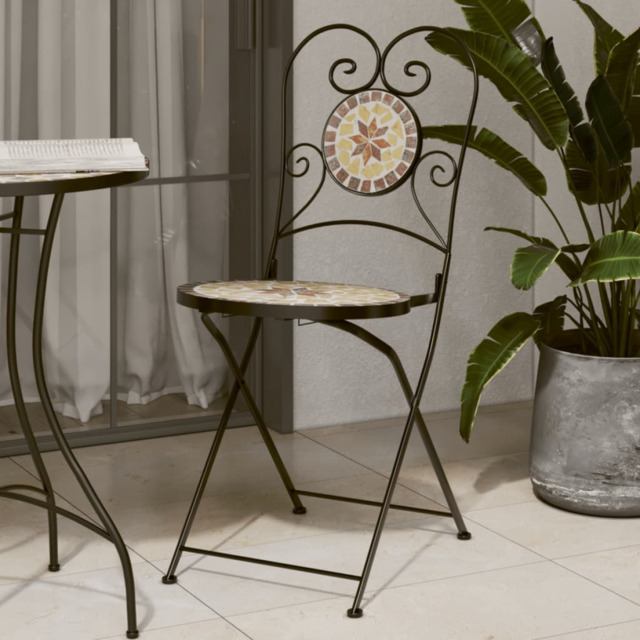 Bistro Chair Set Terracotta/white Ceramic Top, Powder-coated Iron