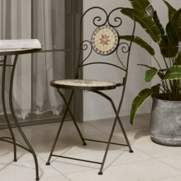 Bistro Chair Set Terracotta/white Ceramic Top, Powder-coated Iron
