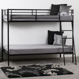 Brandon 3ft Single Bunk Bed Black Metal Frame Ladder & Safety Rails